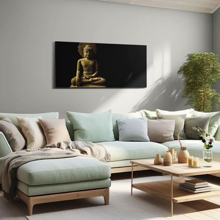 Canvas schilderij woonkamer Gouden Boeddha Beeld In Meditatie 