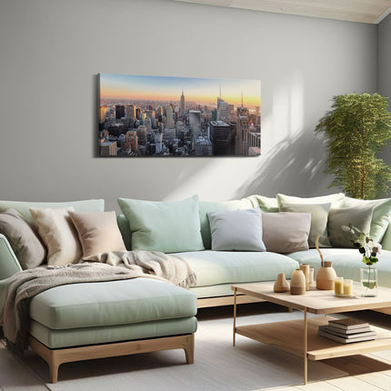 Canvas schilderij woonkamer New York Skyline Met Wolkenkrabbers