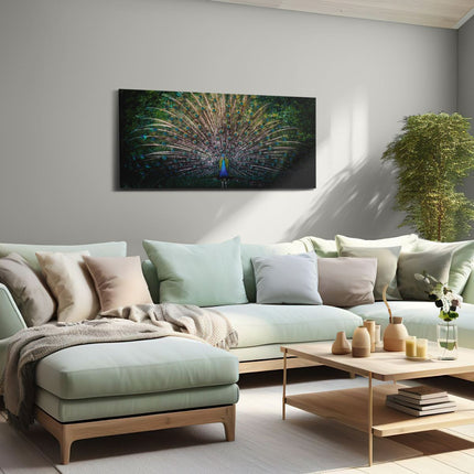Canvas schilderij woonkamer Pauw Met Kleurrijke Veren - Kleur