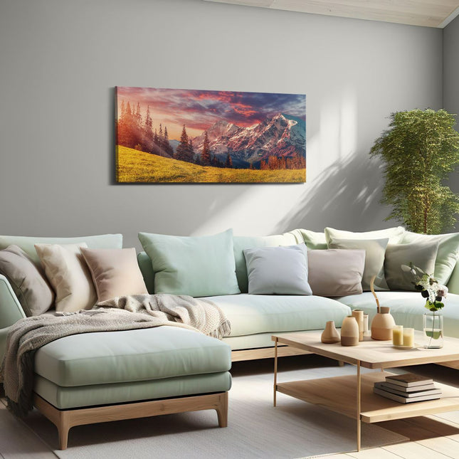 Canvas schilderij woonkamer Alpen Landschap Met Een Kleurrijke Hemel
