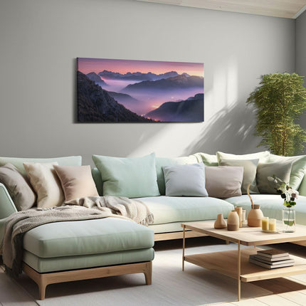 Canvas schilderij woonkamer Bergen Landschap In Italië Tijdens Zonsondergang