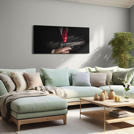 Canvas schilderij woonkamer Man Van De Maffia Met Een Pistool Vast
