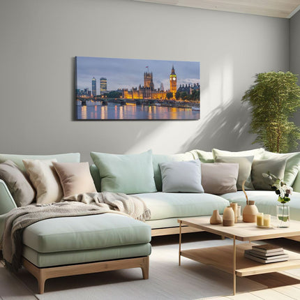Canvas schilderij woonkamer London Big Ben en Westminster Brug