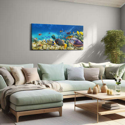 Canvas schilderij woonkamer Vissen in de Oceaan met Koralen