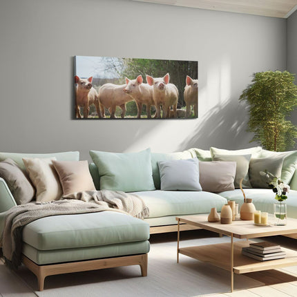 Canvas schilderij woonkamer Groep Jonge Varkens