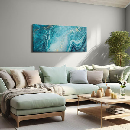 Canvas schilderij woonkamer Abstracte Kunst Blauwe Oceaan