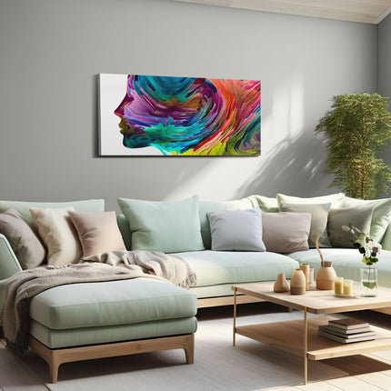 Canvas schilderij woonkamer Abstracte Kunst van een Gezicht - Hoofd