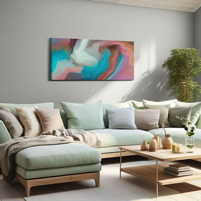 Canvas schilderij woonkamer Abstracte Kunst - Kleurrijke Golven