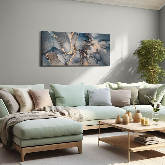 Canvas schilderij woonkamer Abstracte Luxe Kunst - Zwart met Goud