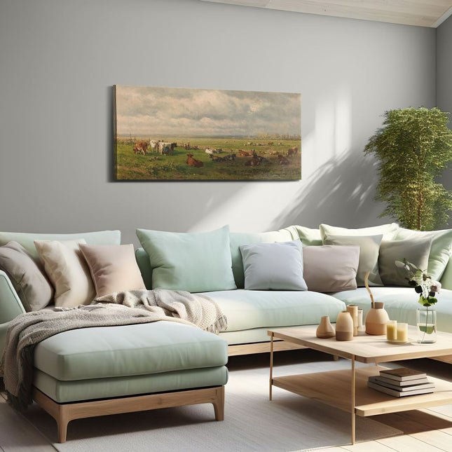Canvas schilderij woonkamer Weidelandschap met Vee - Willem Roelofs