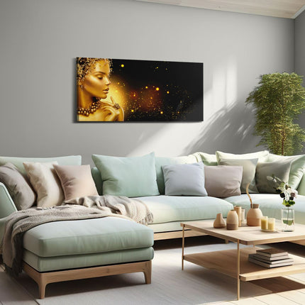 Canvas schilderij woonkamer Gouden Meisje met Juwelen