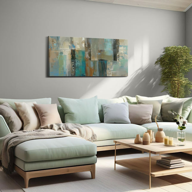Canvas schilderij woonkamer Abstract Kunstwerk van Blauw en Bruin