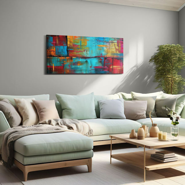 Canvas schilderij woonkamer Abstract Kunstwerk met Heldere Kleuren