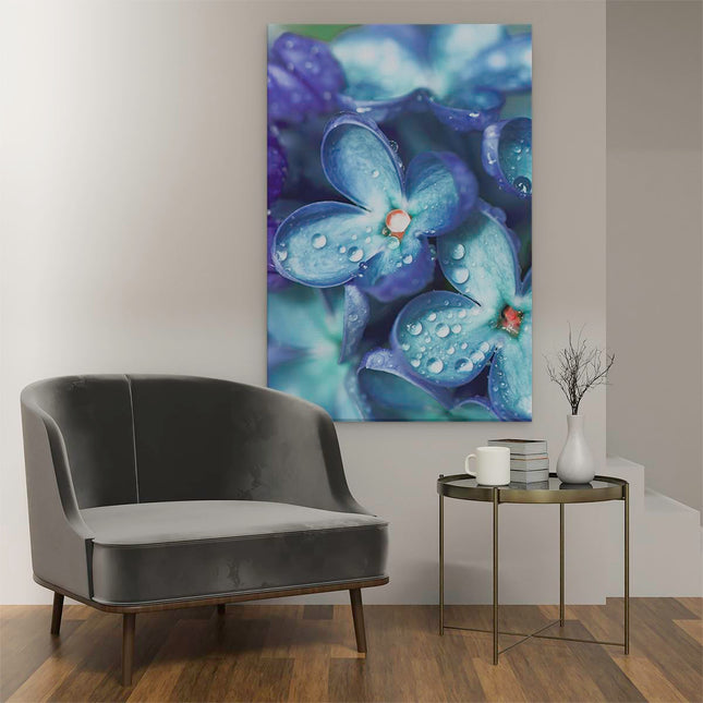Canvas schilderij interieur Blauwe Lila Bloemen - Seringen
