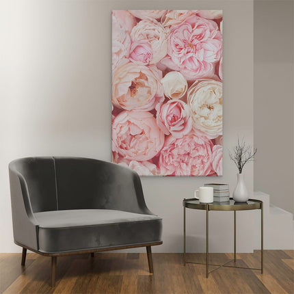 Canvas schilderij interieur Witte Roze Rozen Boeket - Bloemen