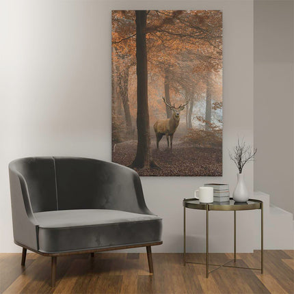 Canvas schilderij interieur Hert In Het Bos - Herfst