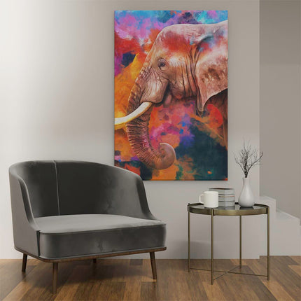 Canvas schilderij interieur Kleurrijke Olifant - Abstract