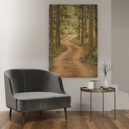 Canvas schilderij interieur Pad In Het Bos Met Bomen