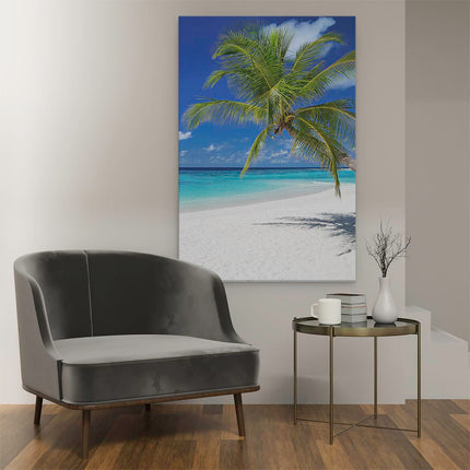 Canvas schilderij interieur Tropisch Strand Met Een Palmboom