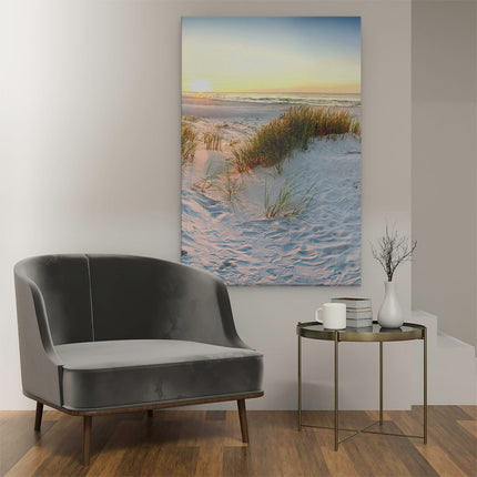 Canvas schilderij interieur Strand En Duinen Tijdens Zonsondergang