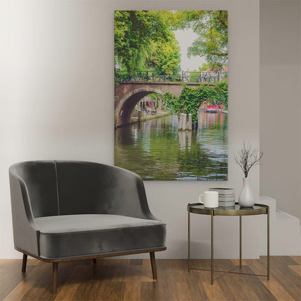 Canvas schilderij interieur Dichtbegroeide Brug Op De Oudegracht In Utrecht