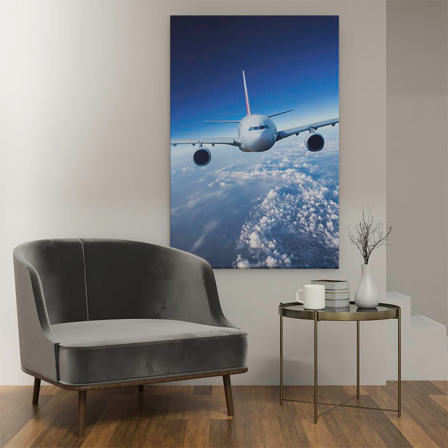 Canvas schilderij interieur Vliegtuig In De Wolken