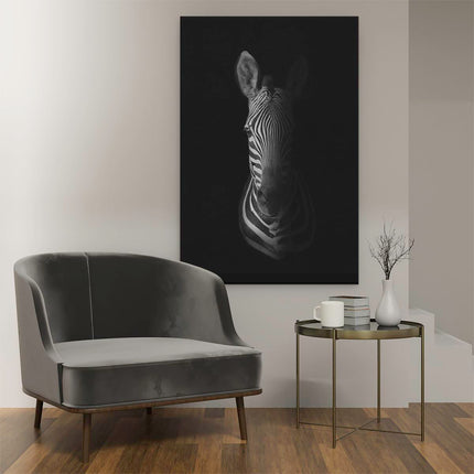 Canvas schilderij interieur Halve Zebra - Zwart Wit