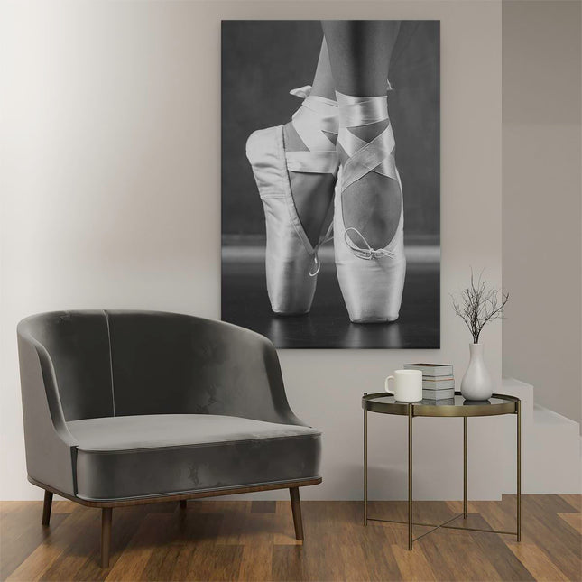 Canvas schilderij interieur Ballet Schoenen van een Ballerina - Zwart Wit