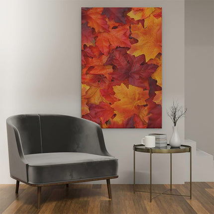 Canvas schilderij interieur Herfstbladeren in het Oranje en Rood