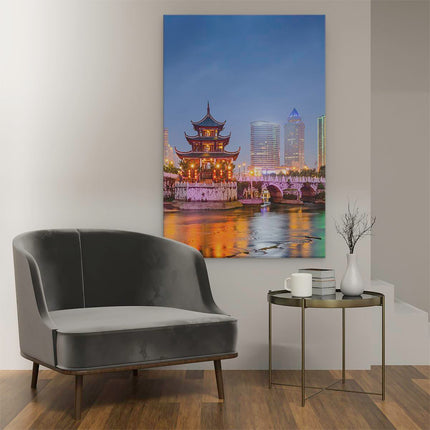 Canvas schilderij interieur Rivier bij Stad Guiyang in China