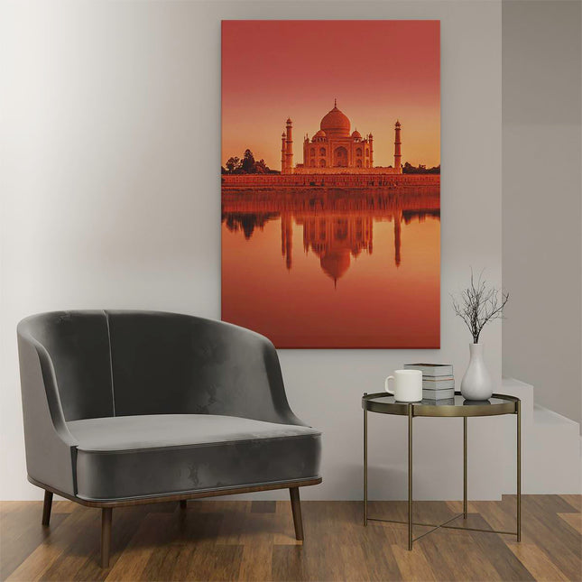 Canvas schilderij interieur Taj Mahal bij Zonsondergang