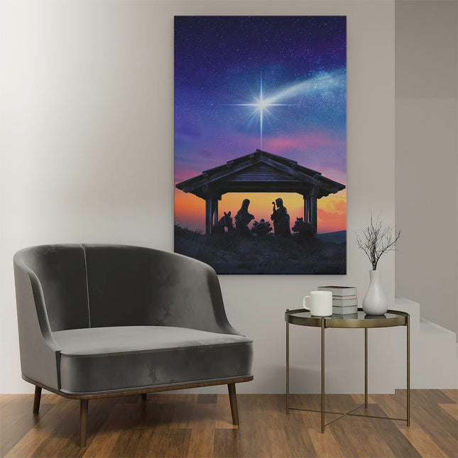 Canvas schilderij interieur Heilige Familie van Jezus met de Ster van Bethlehem 