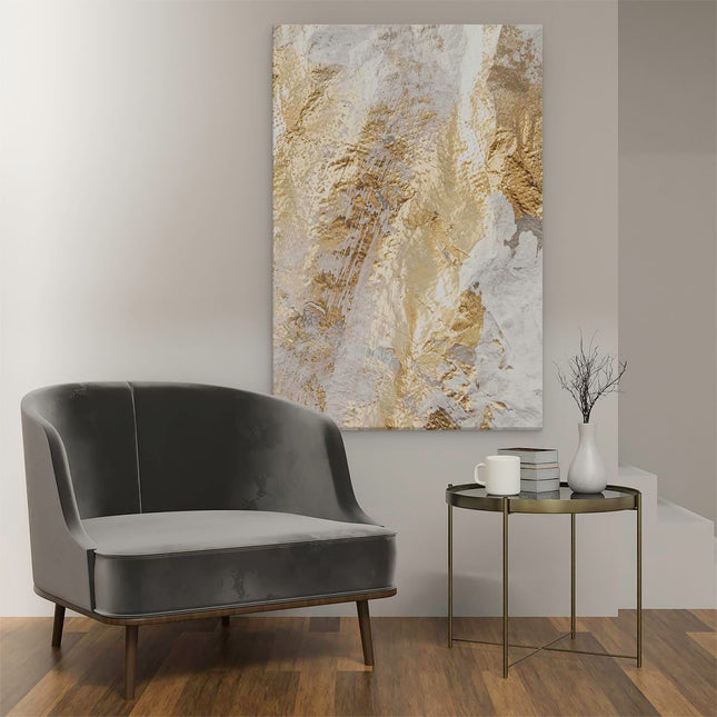 Canvas schilderij interieur Abstracte Kunst van Goud en Wit