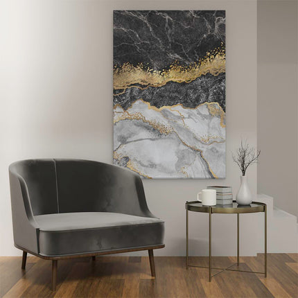 Canvas schilderij interieur Abstracte Kunst - Zwart met Witte Marmer