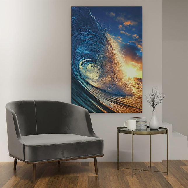 Canvas schilderij interieur Golfen bij Zonsondergang