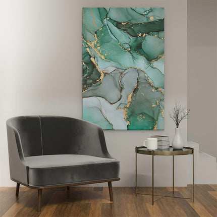 Canvas schilderij interieur Abstracte Kunst - Blauwe Marmer met Goud