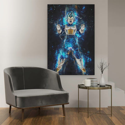 Canvas schilderij interieur Anime Karakter Vegeta in het Blauw