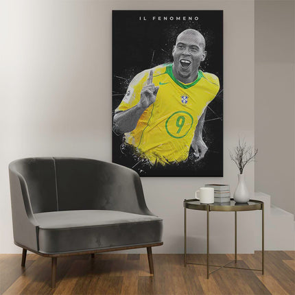 Canvas schilderij interieur Voetbalspeler Ronaldo Nazario bij Brazilië 