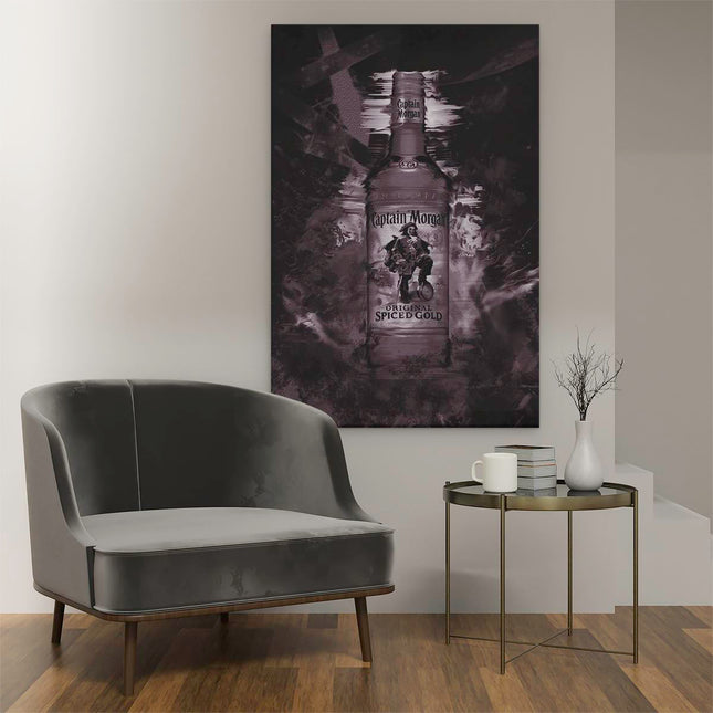 Canvas schilderij interieur Captain Morgan Drank Fles
