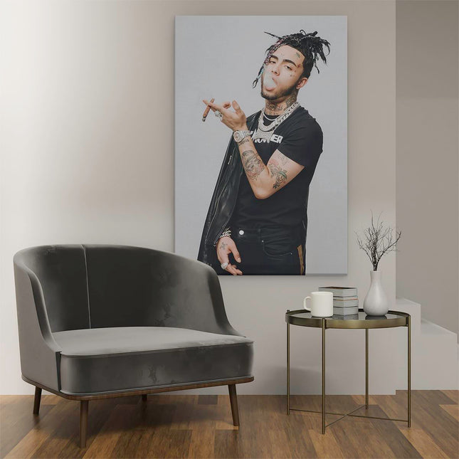 Canvas schilderij interieur Lil Pump Rookt Een Sigaar