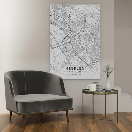 Canvas schilderij interieur Stadskaart Heerlen in het Wit