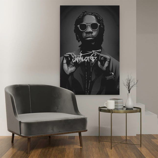 Canvas schilderij interieur Polo G Zwart Wit