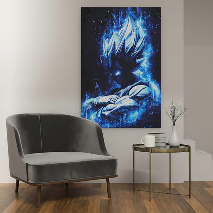 Canvas schilderij interieur Anime Karakter Vegeta in het Blauw uit Dragon Ball