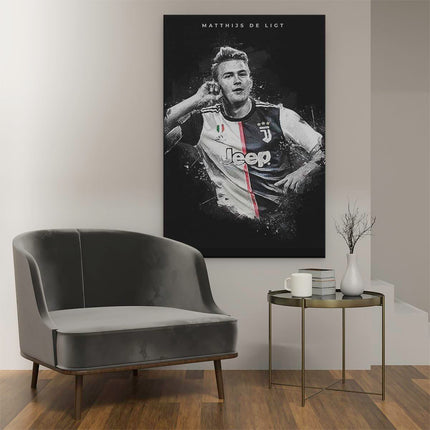 Canvas schilderij interieur Voetbalspeler Matthijs de Ligt bij Juventus