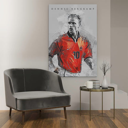 Canvas schilderij interieur Voetbalspeler Dennis Bergkamp bij Oranje