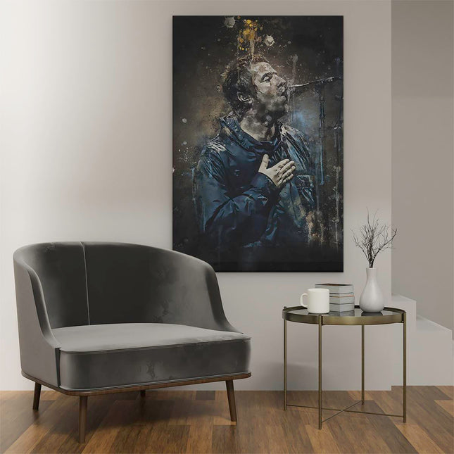 Canvas schilderij interieur Liam Gallagher op Olieverf