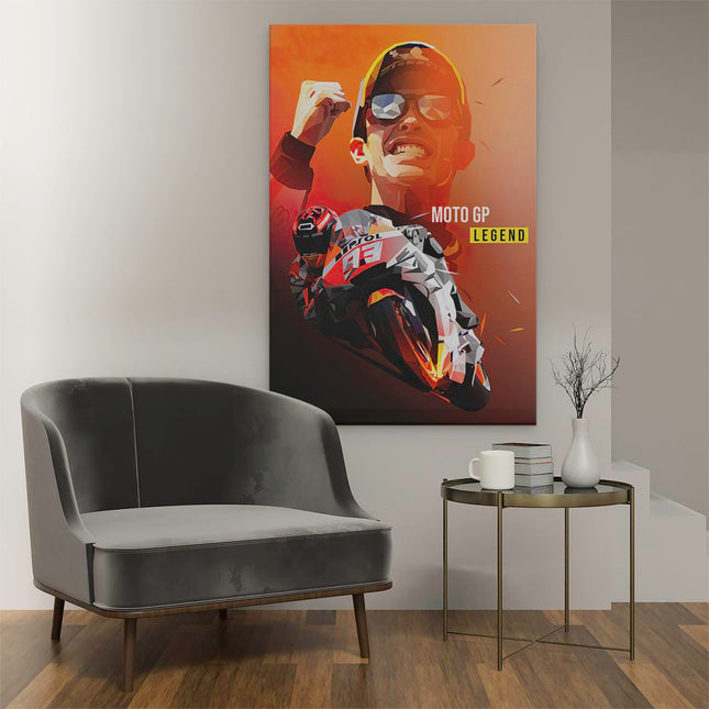 Canvas schilderij interieur Marc Márquez bij Moto GP