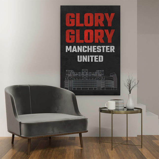 Canvas schilderij interieur Glory Glory Tekst Manchester United