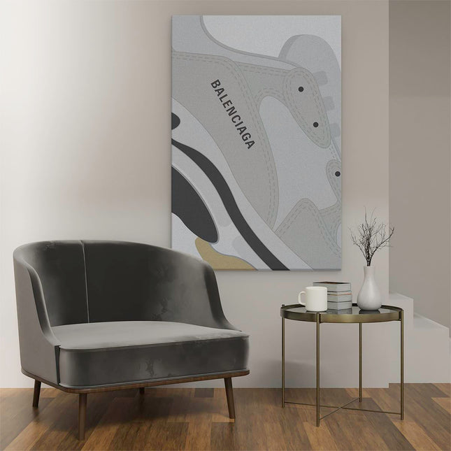 Canvas schilderij interieur Witte Balenciaga Schoen
