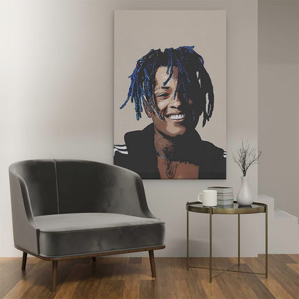 Canvas schilderij interieur XXXTentacion met Blauw Haar